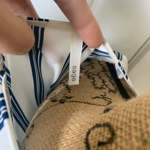 Blue and White Striped Jumpsuit with Ruffled Shoulders and Tie Waist - Picture 7 of 13